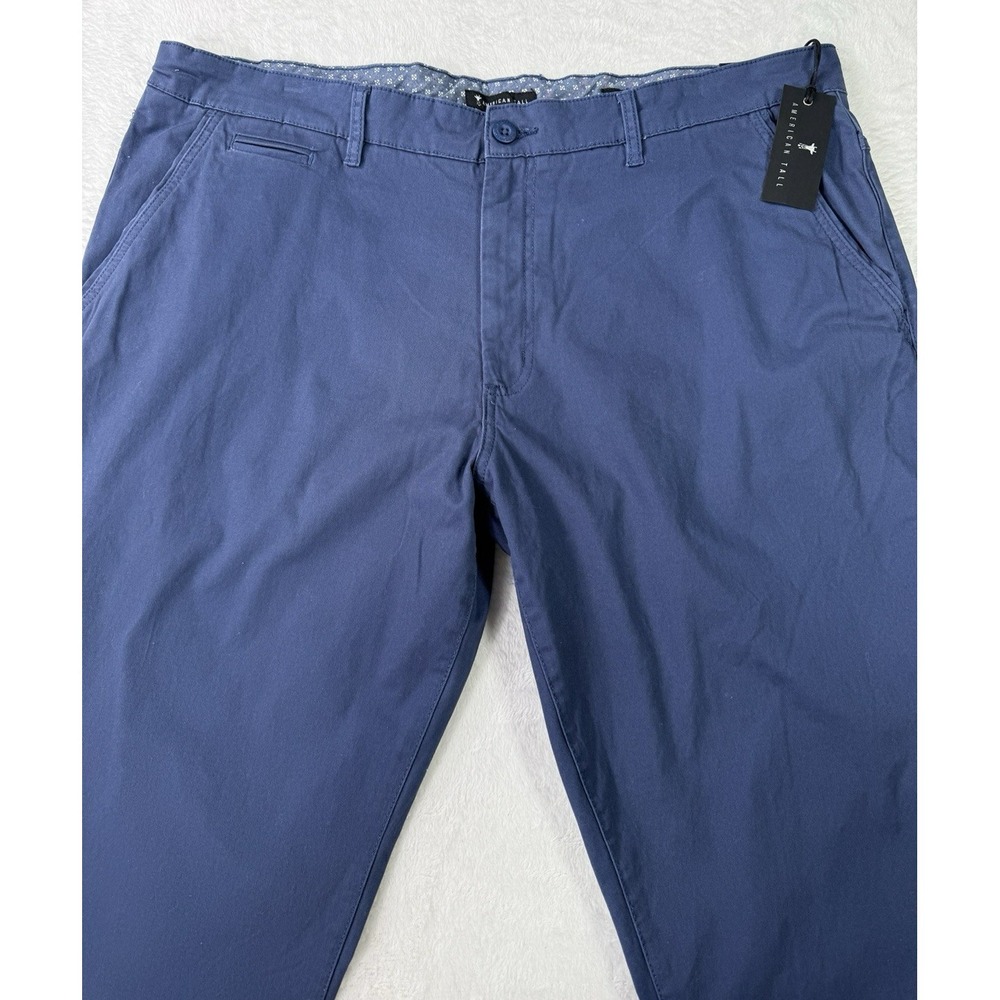 American Tall Pants Carman Tapered Fit Men's 32x40 Blue Chino Flat Front NWT